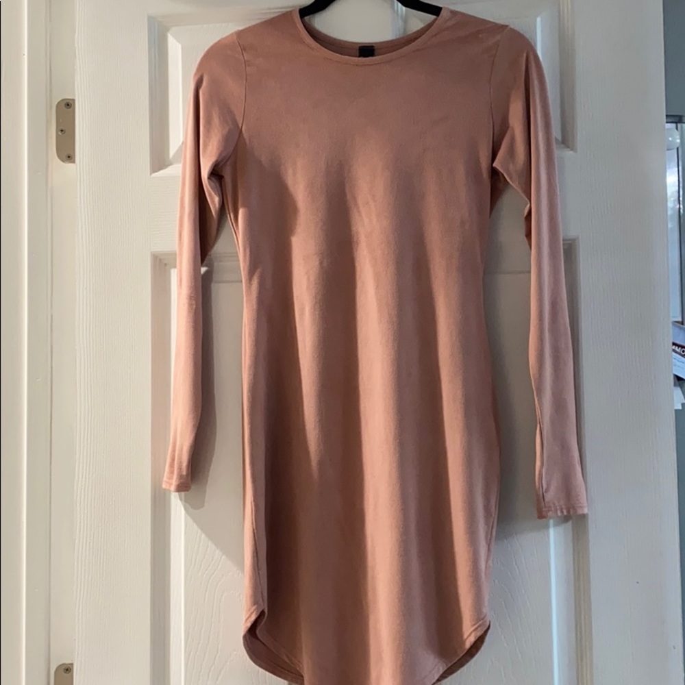 Long sleeve blush pink mini dress!